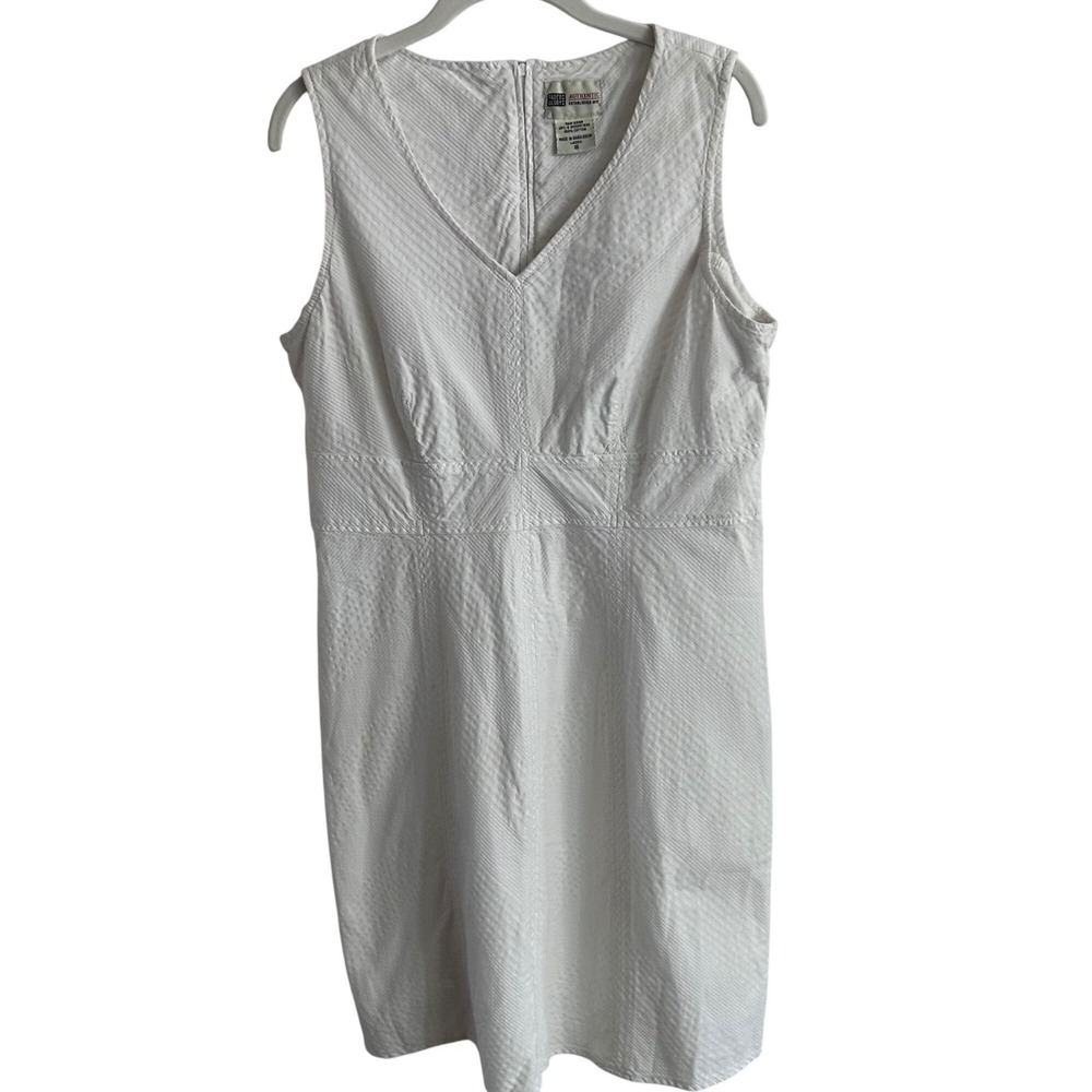 Faded Glory Women's 16 White Seersucker Sleeveless V-Neck Cotton Dress KY Derby